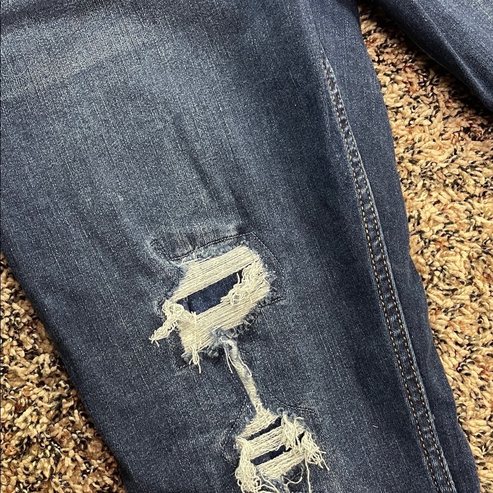 Abercrombie Kids Pull On Skinny Legging Ripped Blue Jeans Girls 17/18 | EUC - Picture 4 of 7